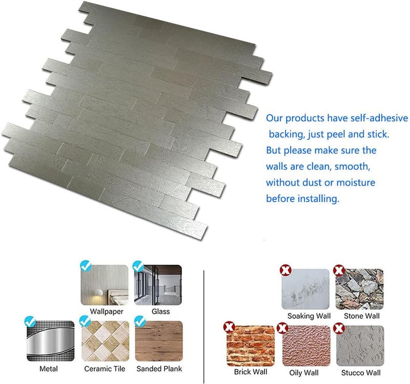 weimeisc 10-Sheet Peel & Stick Waterproof Backsplash, Mosaic Wall Stickers, Non-Slip Heat-Resistant DIY Stickers, Easy to Cut, Used for Shower/Bathroom/Kitchen Cabinets (Light Gold-2) - Image 3